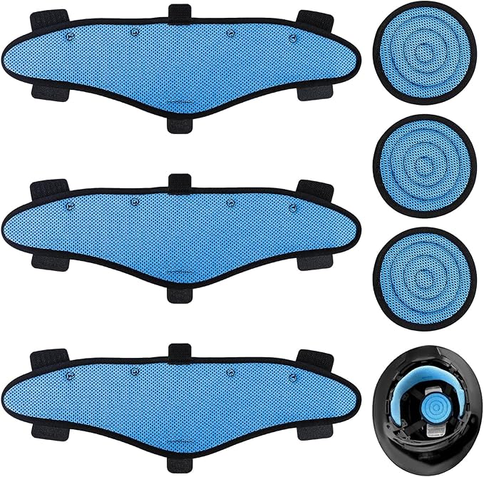 Hard Hat Top Pads and Sweat Bands for Safety Helmet, Washable Hard Hat Cooling Liner Accessories, Suspension Sweat Band Replacement, Reusable Inserts Headband, Blue, 6 PCS