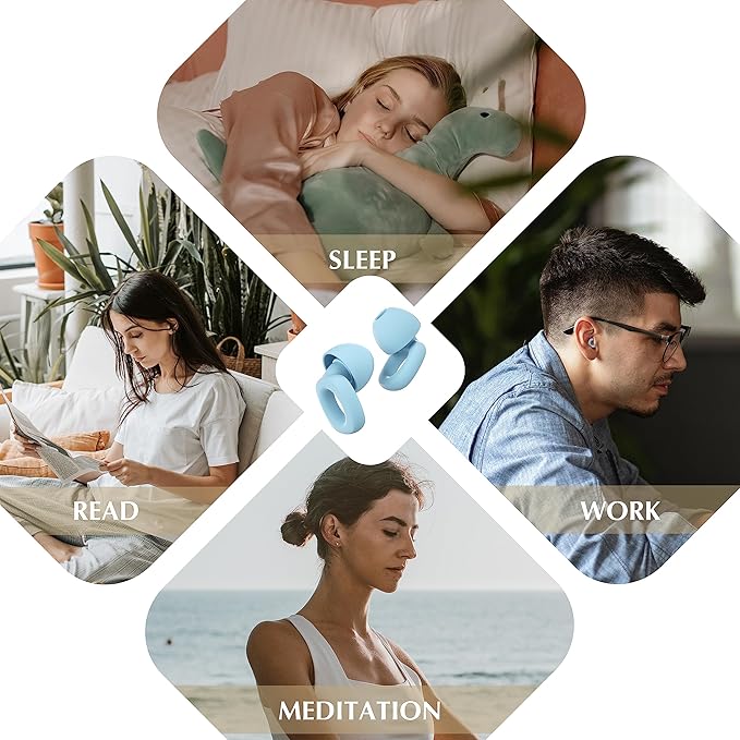 Fita+ Soft Reusable Ear Plugs for Noise Reduction up to 33dB, 4 Pairs XS/S/M/L, Soft Silicone Ear Plugs for Sleeping, Ear Plugs Noise Cancelling for Work, Focus - Blue