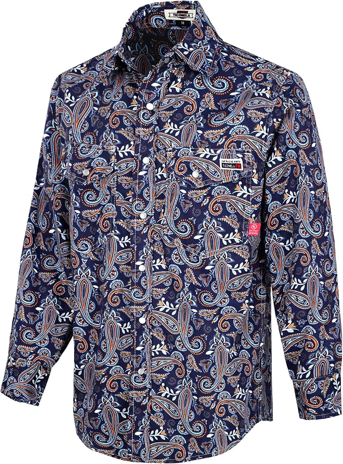 TICOMELA FR Shirt for Men Flame Resistant Shirts 6.5oz Light Weight Plaid Men's Fire Retardant Shirts