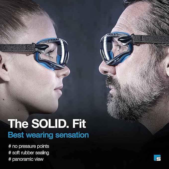 SolidWork Safety Goggles Anti-Fog Clear Lens with Adjustable Elastic Headband. Protective Eyewear for Men & Women