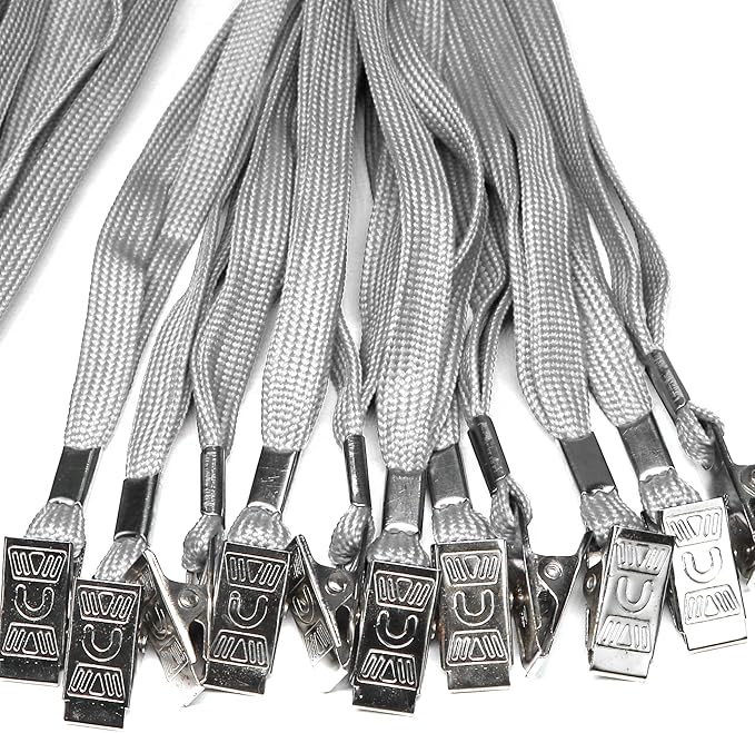 Ollain Badge Lanyards Neck Bulk Cruise Lanyards Lanyard with Clip for ID Card Name Tags Badge Holders (Gray, 50 Pack)