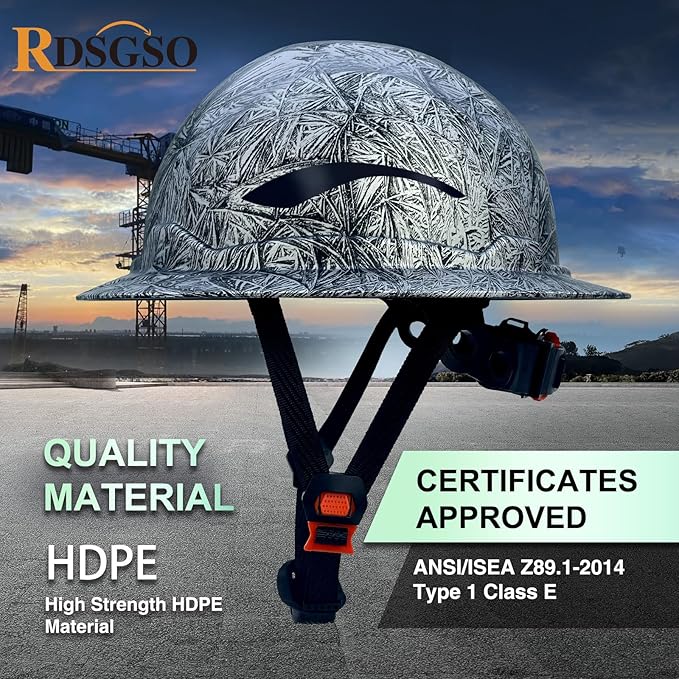 Full Brim Hard Hats ANSI/ISEA Z89.1 Type I Class E Certified 6-Point Suspension Lightweight Vented Adjustable Safety Helmet for Construction Industrial