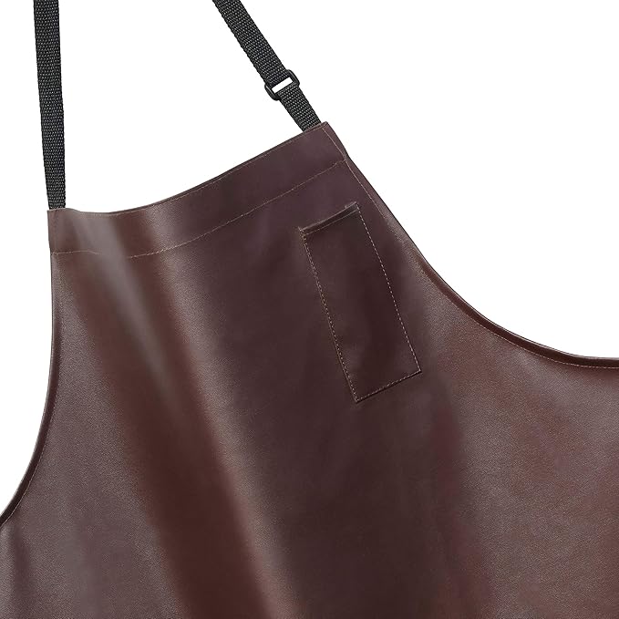 New Star Foodservice Vinyl Bib Apron with Leatherette Finish, Set of 2