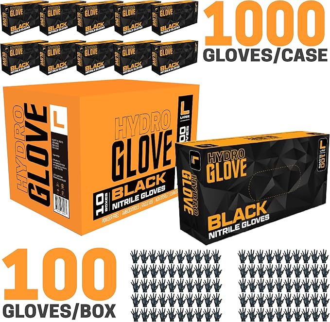 5-6 Mil HEAVY DUTY Black Nitrile Gloves, Powder Free, Latex-Free, Exam, Food, Mechanic, Tattoo Disposable Gloves