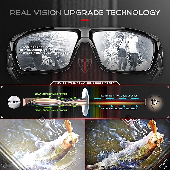 ATTCL Polarized Wrap Fishing Sunglasses Men - Driving Sports Glasses UV Protection