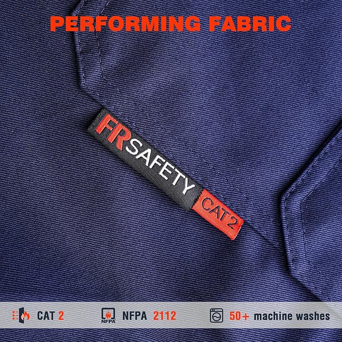 SKSAFETY 7oz FR Shirts for Men, Welding Shirt Hi Vis Flame Resistant 100% Cotton Fire Retardant Longsleeve Shirt CAT2/NFPA