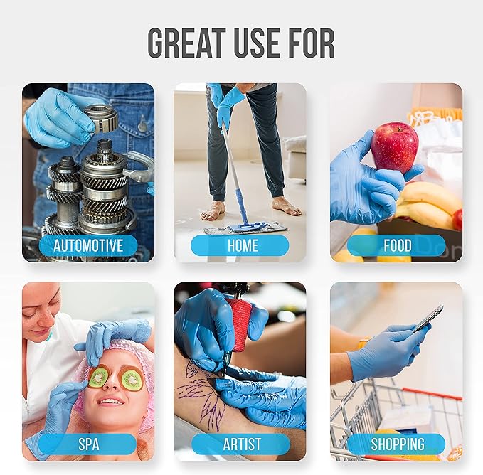 Serenelife Nitrile and Vinyl Blend Disposable Industrial Powder & Latex-Free Protective Gloves, Soft and Comfortable, Size Medium, Blue, 1000 Count