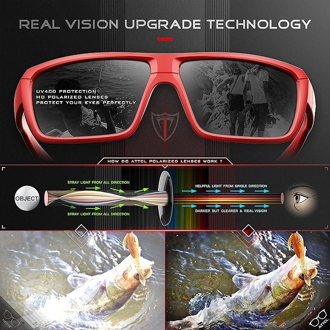 ATTCL Polarized Wrap Fishing Sunglasses Men - Driving Sports Glasses UV Protection