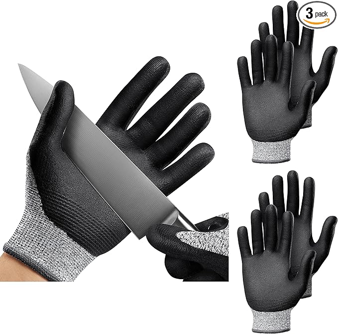 NoCry Professional Cut Resistant Work Gloves for Men and Women with Firm Grip and Waterproof Palms — Touchscreen Tips & Reinforced Thumb — Ideal for Cutting, Slicing and Dicing
