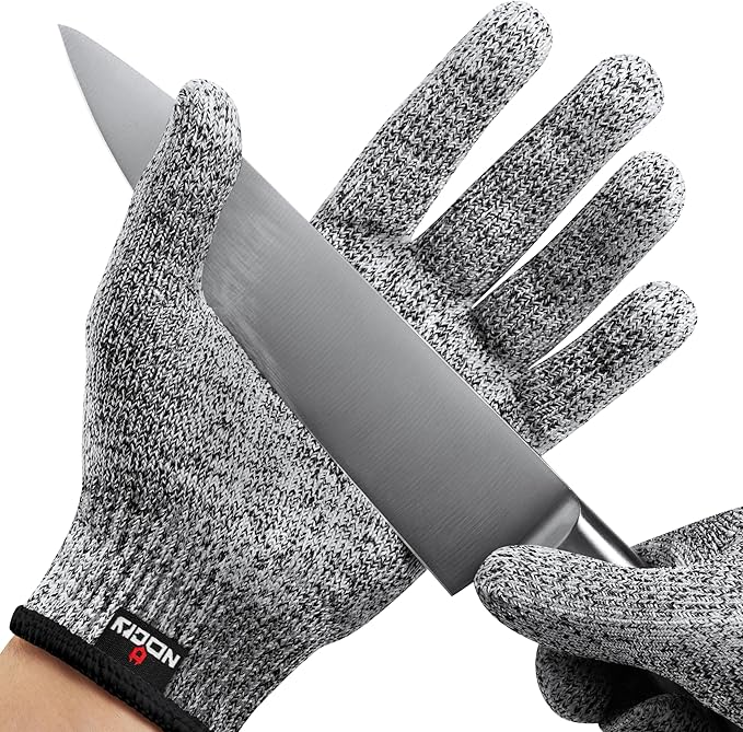 NoCry Premium Cut Resistant Gloves Food Grade — Level 5 Protection; Ambidextrous; Machine Washable; Superior Comfort and Dexterity; Lightweight; Complimentary eBook