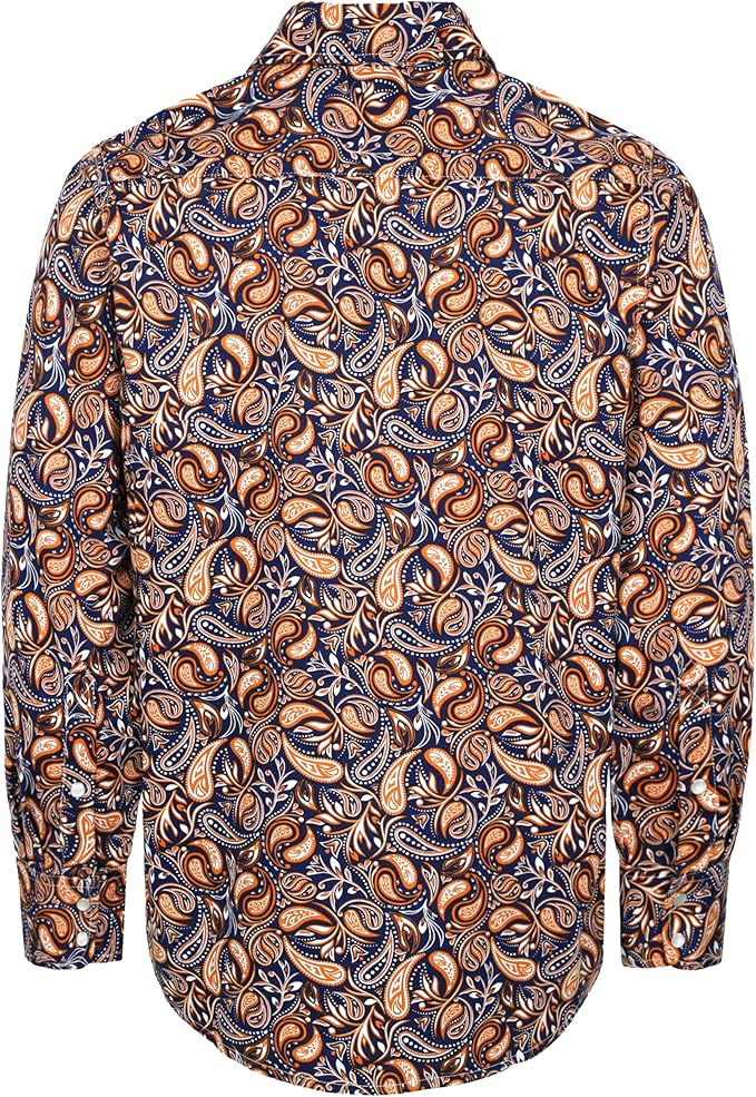 BOCOMAL FR Shirts Printed Paisley/Hawaii Lightweight Pearl Snaps/Button Down Flame Resistant NFPA2112 CAT2 Work Shirt