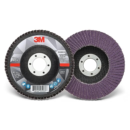 3M Flap Disc 769F, Type 27, 40+, 4-1/2 in x 7/8 in, High Performance Abrasive, Ceramic Precision-Shaped Grain Grinding and Finishing Disc, Carbon Steel, Stainless Steel