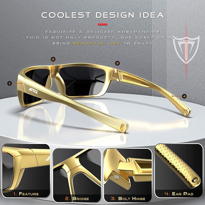ATTCL Polarized Wrap Fishing Sunglasses Men - Driving Sports Glasses UV Protection
