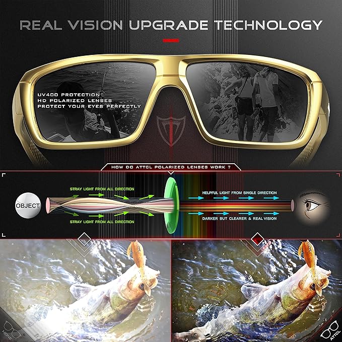 ATTCL Polarized Wrap Fishing Sunglasses Men - Driving Sports Glasses UV Protection