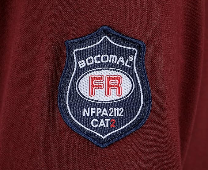 BOCOMAL FR Shirts Crewneck 7oz Midweight Flame Resistant Clothing NFPA2112 CAT2 Men's Fire Retardant Work Shirt