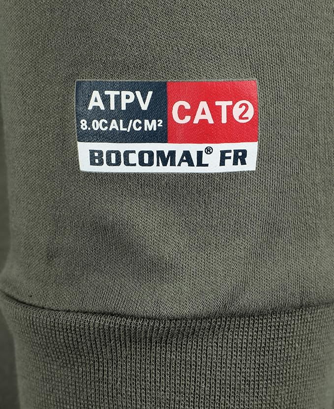 BOCOMAL FR Shirts Summer Vented Mesh Breathable Henley Shirt 5.5oz Flame Resistant CAT2 Work Clothing