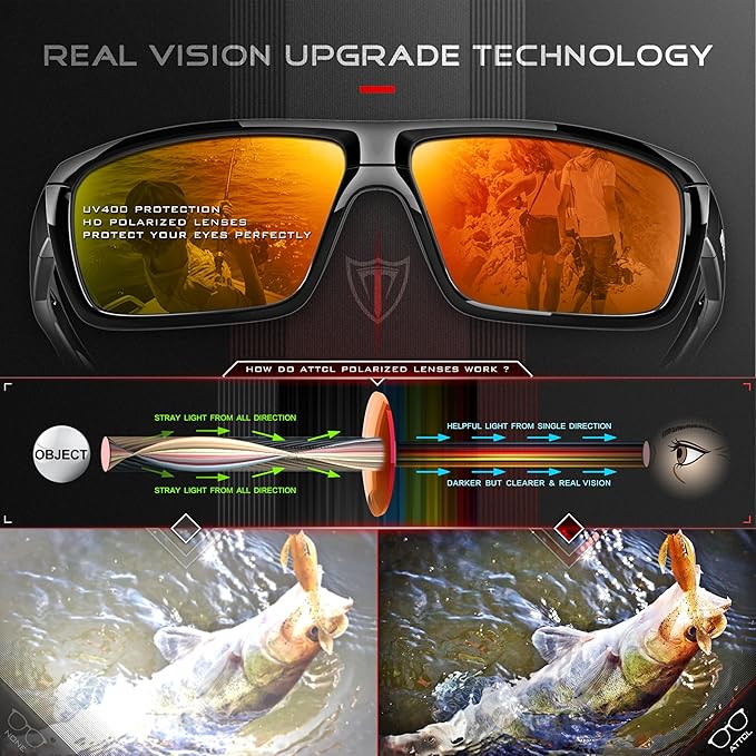 ATTCL Polarized Wrap Fishing Sunglasses Men - Driving Sports Glasses UV Protection