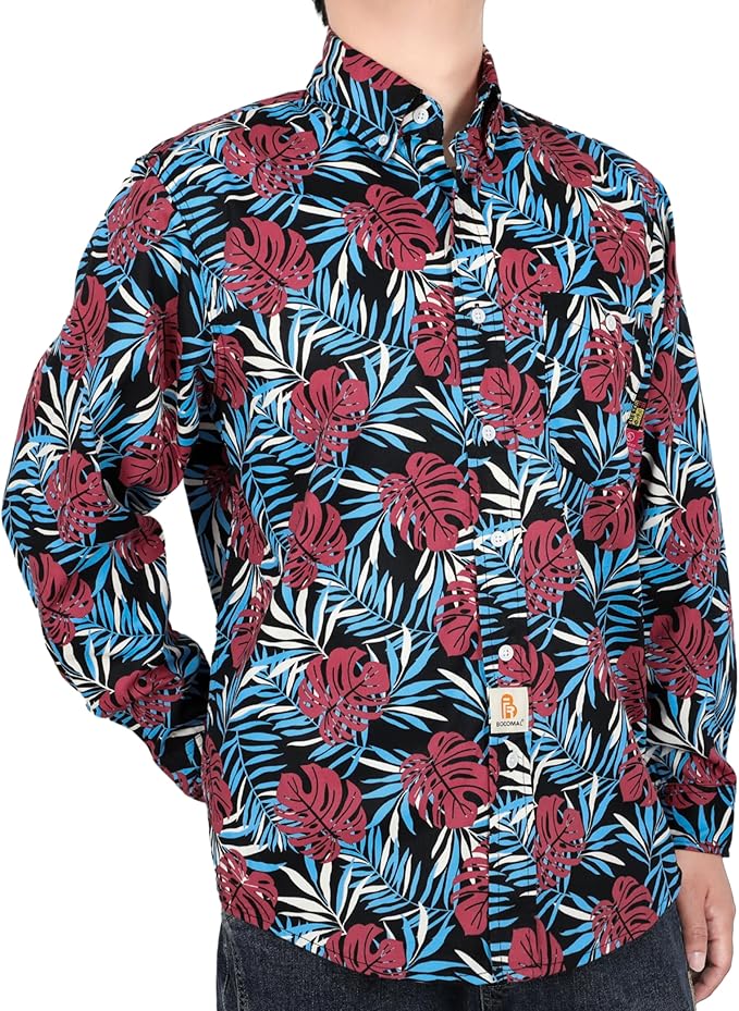 BOCOMAL FR Shirts Printed Paisley/Hawaii Lightweight Pearl Snaps/Button Down Flame Resistant NFPA2112 CAT2 Work Shirt