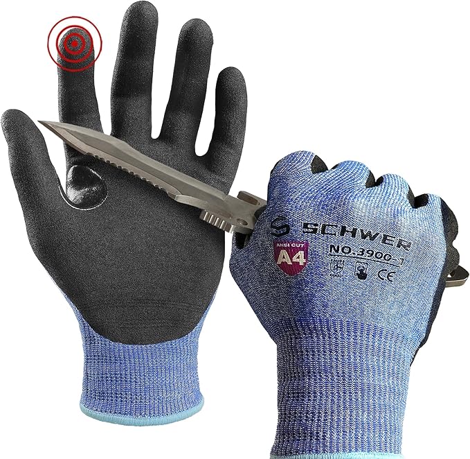 Schwer A4 AIR-SKIN Cut Resistant Work Gloves AR3900 with Extreme Lightweight & Thin, Grip Gloves for Fishing, Refined Work, Mechanic, Gardening, Touch-Screen, Non-PFAS, 3D-Comfort Fit, 1 Pair, M