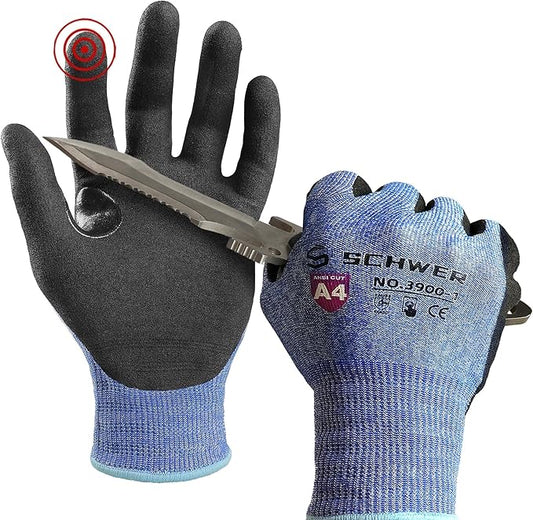 Schwer A4 AIR-SKIN Cut Resistant Work Gloves AR3900 with Extreme Lightweight & Thin, Grip Gloves for Fishing, Refined Work, Mechanic, Gardening, Touch-Screen, Non-PFAS, 3D-Comfort Fit, 1 Pair, M