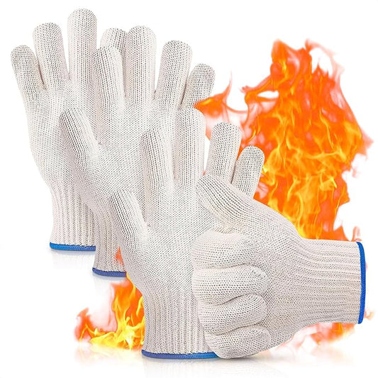 KETAR 2 Pairs Heat Resistant Gloves for Grilling - 9.5 Inch Durable Aramid BBQ Heat Gloves for Cooking - Full Hand Protection, Easy to Use, Multipurpose for Baking, Roasting, Frying, and More