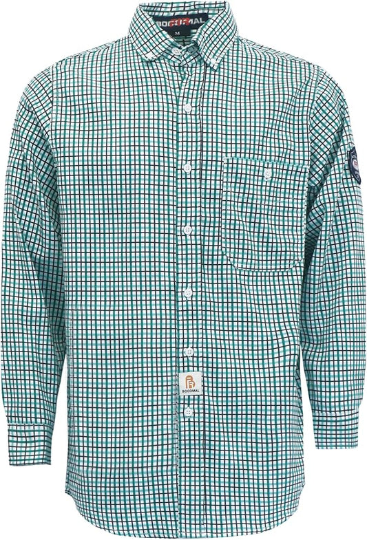 BOCOMAL FR Shirts Flame Resistant NFPA2112/CAT2 6.5oz Light Weight Printed Fire Retardant Plaid Shirt