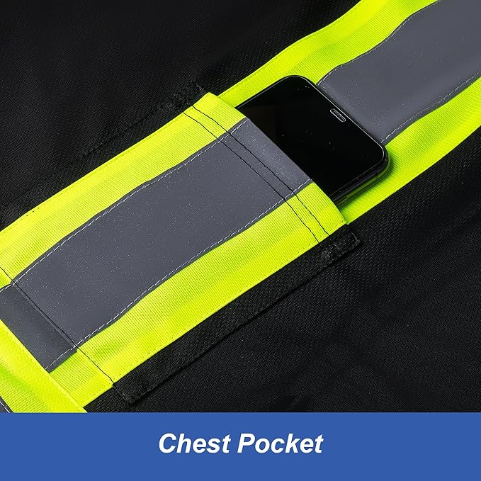 ProtectX Men's High Visibility Heavy Duty Long Sleeve Reflective Safety T-Shirts for Construction, Class 2-3 Type R