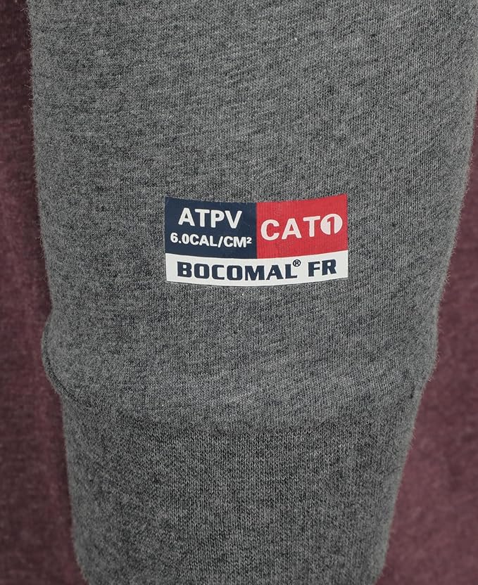 BOCOMAL FR Shirts Two-Tone Crew for Summer 4oz EX Lightweight Flame Resistant Long Sleeve Work T-Shirt Base Layer