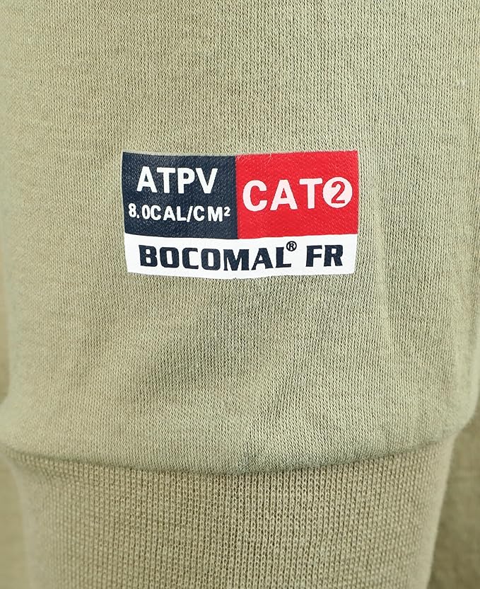 BOCOMAL FR Shirts Summer Vented Mesh Breathable Henley Shirt 5.5oz Flame Resistant CAT2 Work Clothing