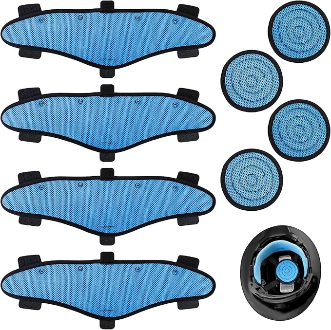 4 Pack Hard Hat Top Pad and Sweatband Sets for Safety Helmet, Washable Hard Hat Cooling Liner Accessories, Suspension Sweat Band Replacement, Reusable Inserts Headband, Blue