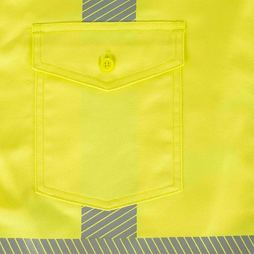 Oberon FR Arc Rated Hi Vis Button-Up Safety Shirt For Men - Flame Resistant & Reflective - 10 Cal - Class 3 - Hi Vis Yellow