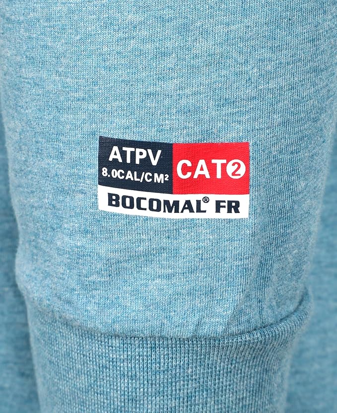 BOCOMAL FR Shirts Summer Vented Mesh Breathable Henley Shirt 5.5oz Flame Resistant CAT2 Work Clothing