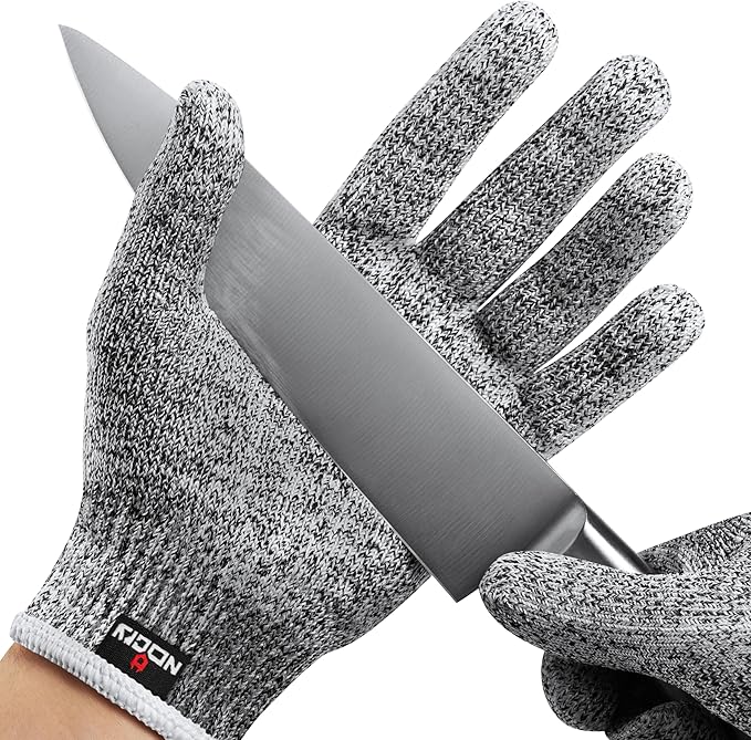 NoCry Premium Cut Resistant Gloves Food Grade — Level 5 Protection; Ambidextrous; Machine Washable; Superior Comfort and Dexterity; Lightweight; Complimentary eBook