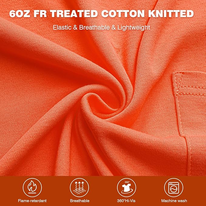 SKSAFETY FR Shirts for Men Long Sleeve, Welding Shirt 6oz Lightweight High Vis Fire Resistant Flame Retardant Shirt CAT2