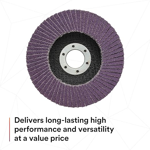 3M Flap Disc 769F, Type 27, 40+, 4-1/2 in x 7/8 in, High Performance Abrasive, Ceramic Precision-Shaped Grain Grinding and Finishing Disc, Carbon Steel, Stainless Steel