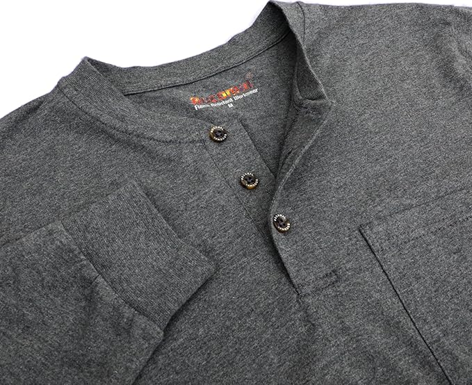 BOCOMAL FR Shirts Summer Vented Mesh Breathable Henley Shirt 5.5oz Flame Resistant CAT2 Work Clothing