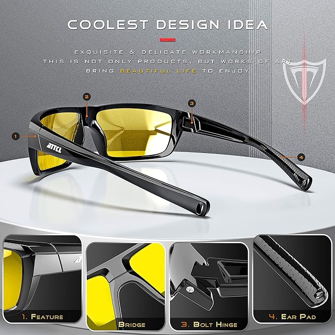 ATTCL Polarized Wrap Fishing Sunglasses Men - Driving Sports Glasses UV Protection