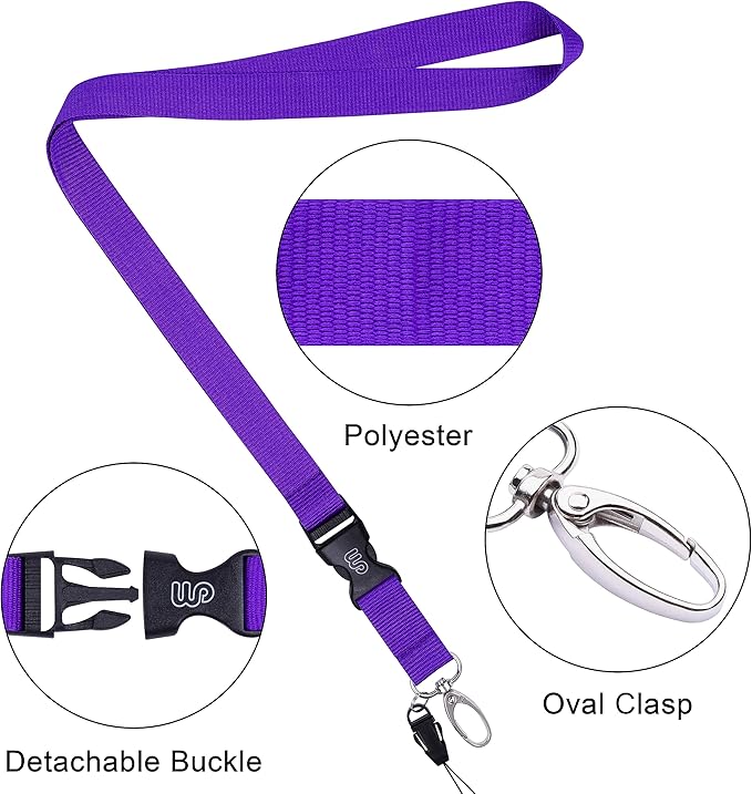 Wisdompro Office Lanyard, 5 Pack 23 inch Quick Release Neck Lanyard Strap with Detachable Buckle, Oval Clasp, String Loop for ID Badges, Keys, Keychains, USB Flash Drives, Phones - 5 Assorted Colors