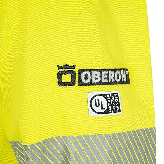 Oberon FR Arc Rated Hi Vis Button-Up Safety Shirt For Men - Flame Resistant & Reflective - 10 Cal - Class 3 - Hi Vis Yellow
