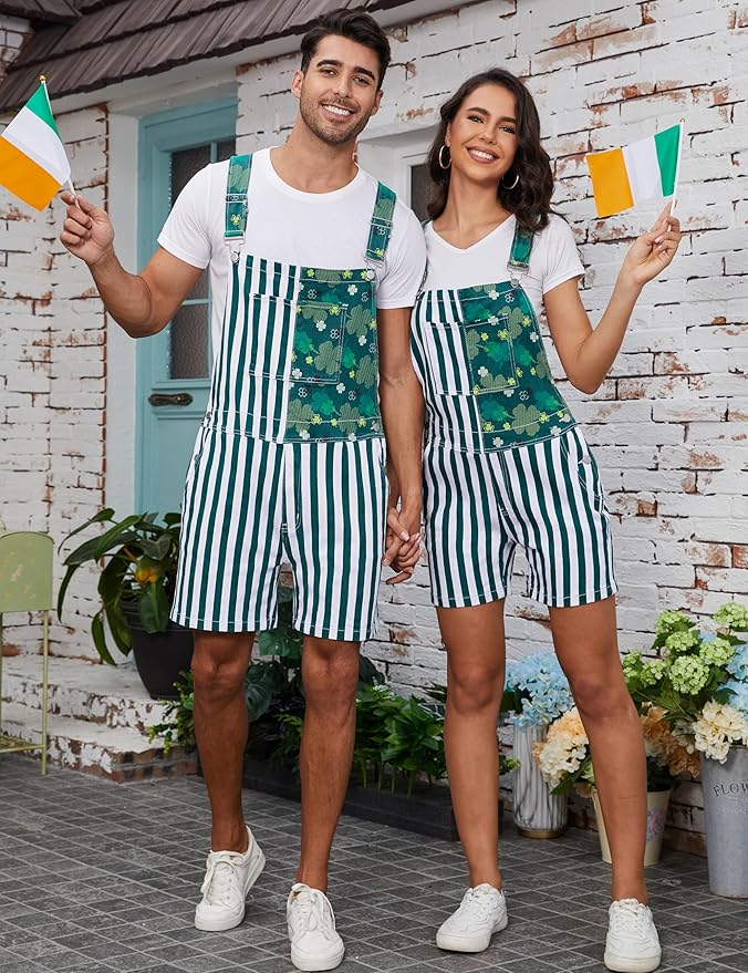 Unisex Printed Overalls Shorts Romper Festival Jumpsuits Work Bibs Coveralls Gifts for Men and Women