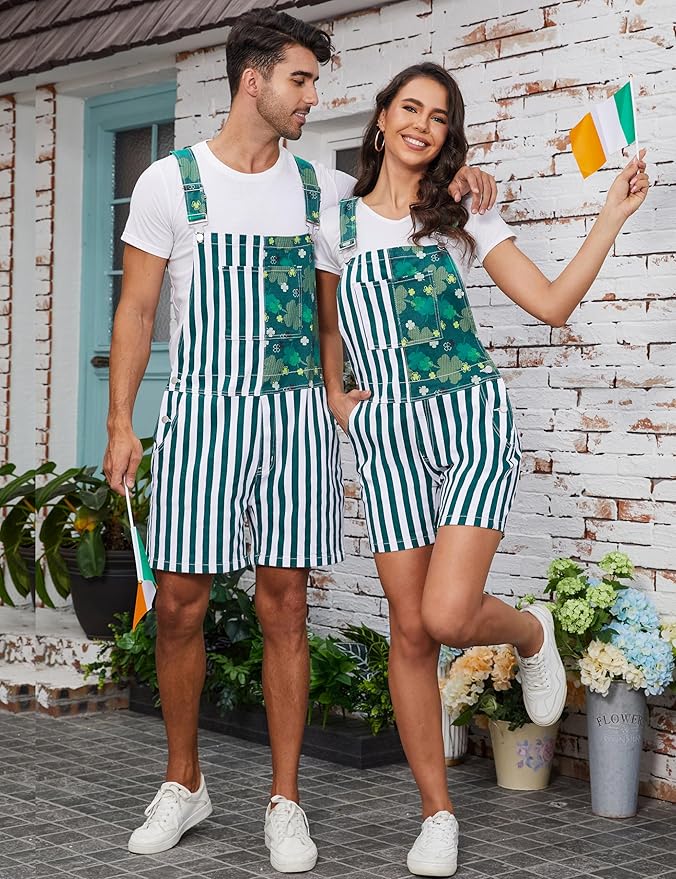 Unisex Printed Overalls Shorts Romper Festival Jumpsuits Work Bibs Coveralls Gifts for Men and Women
