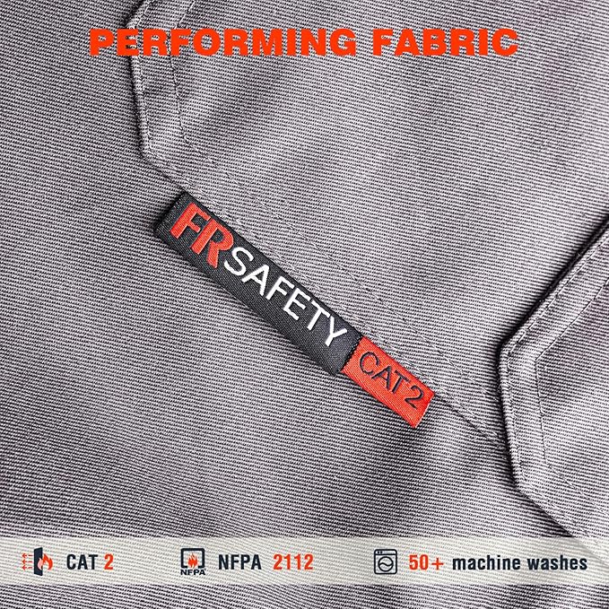 SKSAFETY 7oz FR Shirts for Men, Welding Shirt Hi Vis Flame Resistant 100% Cotton Fire Retardant Longsleeve Shirt CAT2/NFPA