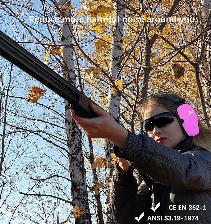 PROHEAR 016 Shooting Ear Protection Earmuffs 2 Pack, NRR 26dB for Gun Range, Hunting -Blue+Pink