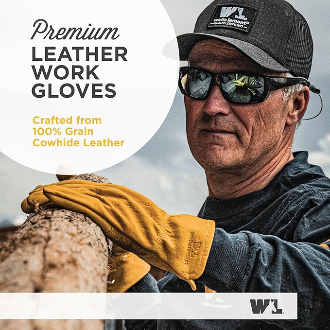 Wells Lamont Leather Work Gloves for Men, Reinforced Cowhide with Palm Patch, Saddletan, XX-Large (1129XX)