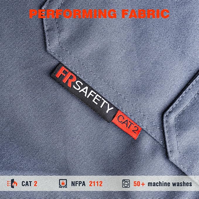 SKSAFETY 7oz FR Shirts for Men, Welding Shirt Hi Vis Flame Resistant 100% Cotton Fire Retardant Longsleeve Shirt CAT2/NFPA