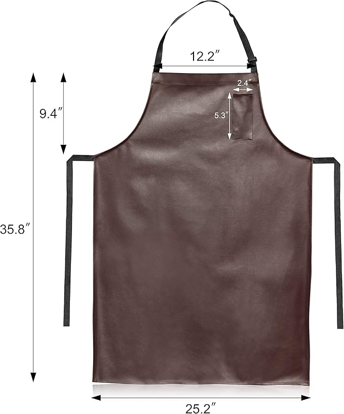 New Star Foodservice Vinyl Bib Apron with Leatherette Finish, Set of 2