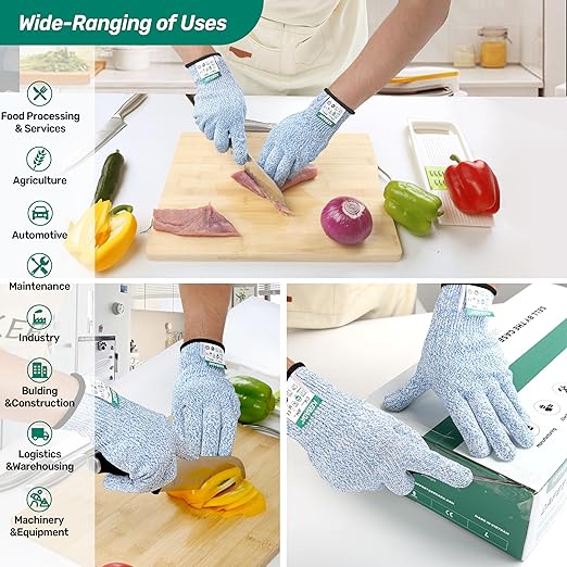Kebada Cut Resistant Gloves, Food Grade Cut Proof Gloves for Kitchen, ANSI A4 Safety Protection, Ideal for Chef's Work, X-Large