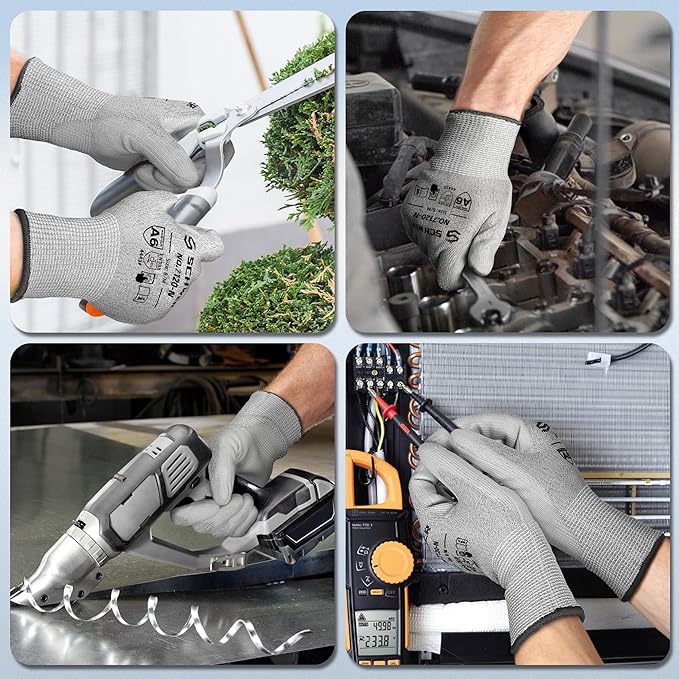 Schwer 180 Pairs ANSI A6 Cut Resistant Gloves CR7120 Cut Proof Work Gloves, Touchscreen, for Men and Women Used for Woodworking, Glass Cutting, Construction, Cargo Handling, Car Repair, XL