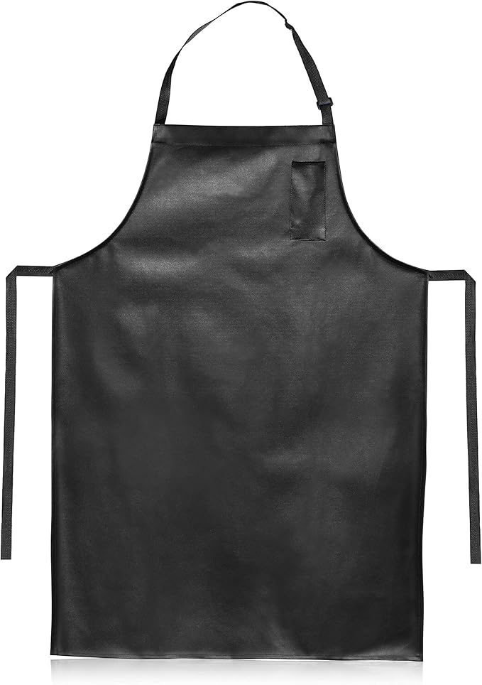 New Star Foodservice Vinyl Bib Apron with Leatherette Finish, Set of 2