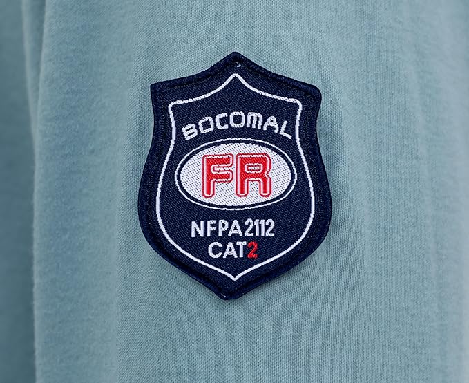 BOCOMAL FR Shirts Henley 7oz Midweight Fire Resistant Clothing NFPA2112 CAT2 Men's Flame Retardant Work Shirt
